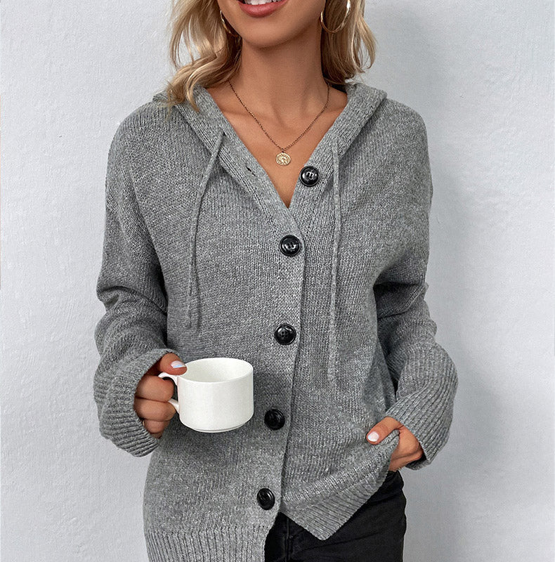 🧥 50% DE RÉDUCTION! 🍂 Manteau Femme Automne Tricoté à Capuche & Cordon – Doux, confortable & style décontracté – Parfait pour les journées fraîches d'automne ✨