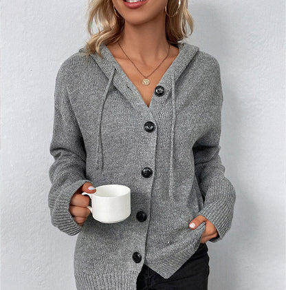 🧥 50% DE RÉDUCTION! 🍂 Manteau Femme Automne Tricoté à Capuche & Cordon – Doux, confortable & style décontracté – Parfait pour les journées fraîches d'automne ✨