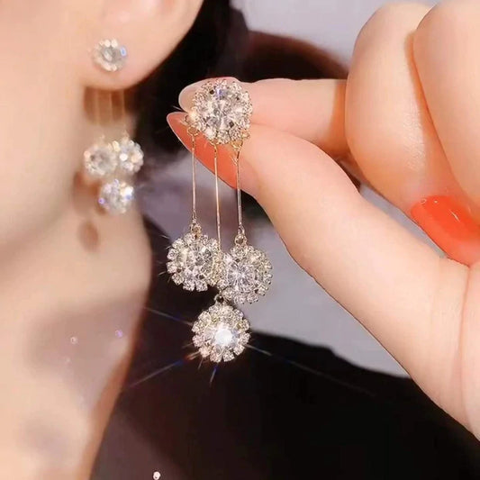 2023 Zircon Round Petal Earrings