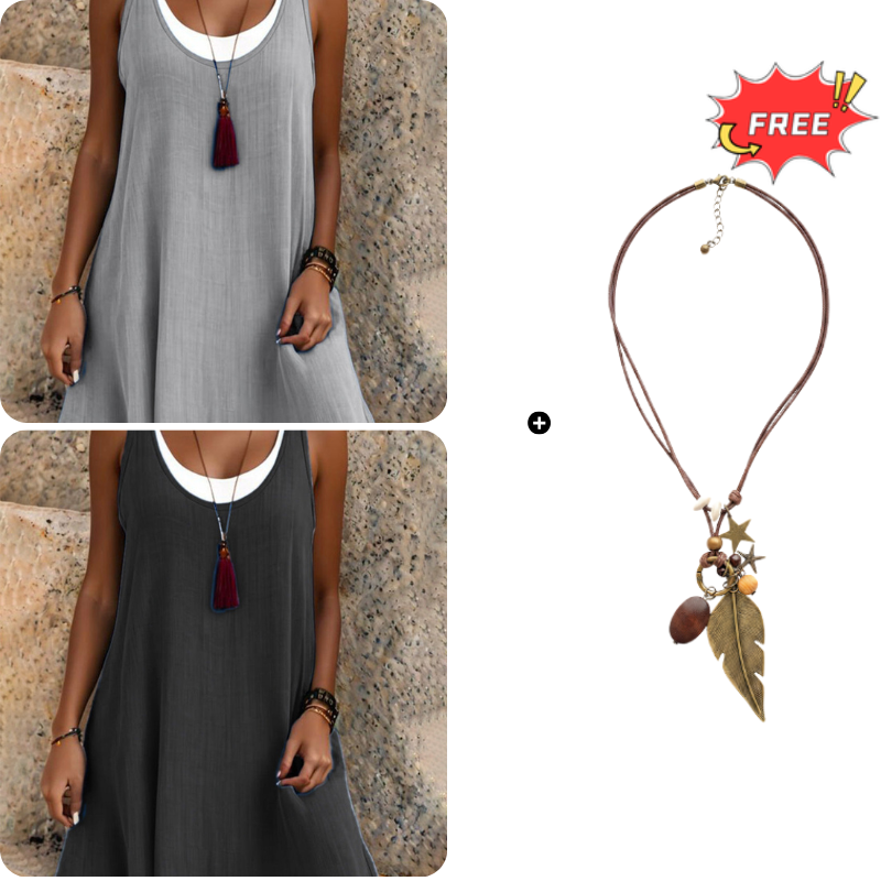 💃Robe débardeur deux pièces décontractée et ample sans manches pour femme