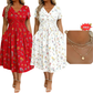 👗 50% DE RÉDUCTION ! 💐Robe pour femme à encolure en V, motif floral et taille froncée🌺