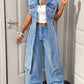 ✨ Soldes 2026 — Plus de 44 000 ventes ! 🧵 Robe Gilet en Jean Sans Manches Fente Haute Femme