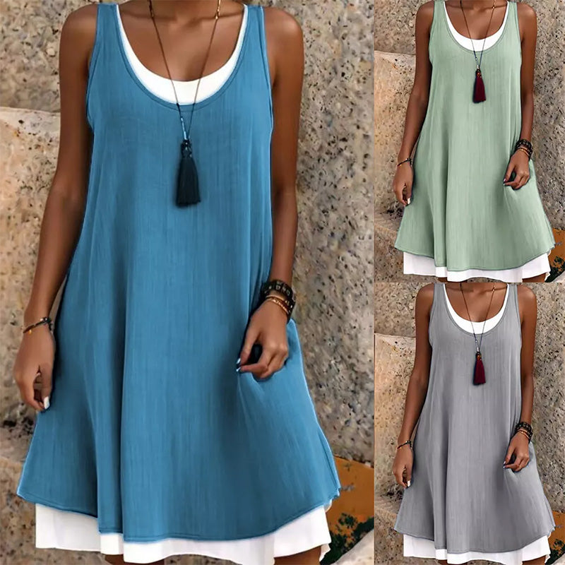 💃Robe débardeur deux pièces décontractée et ample sans manches pour femme