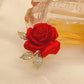 High-Quality Enameled Rose Brooch