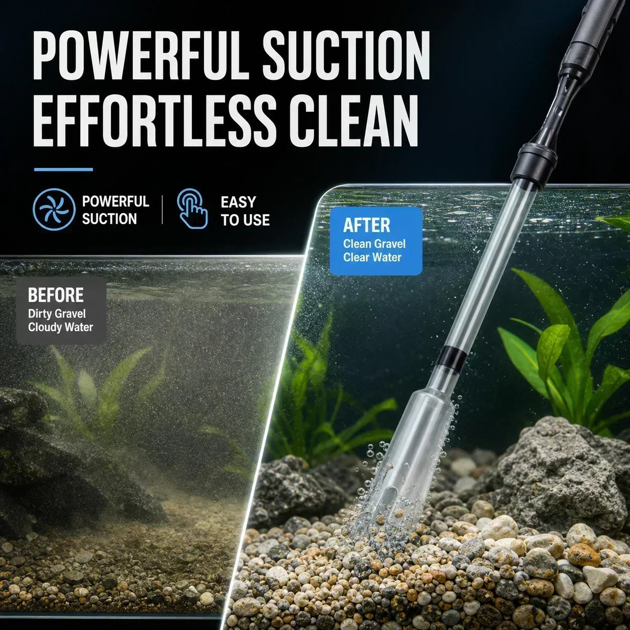 💫🐟 Nettoyeur gravier électrique aquarium, nettoyage rapide des déchets, entretien facile de votre bac à poissons