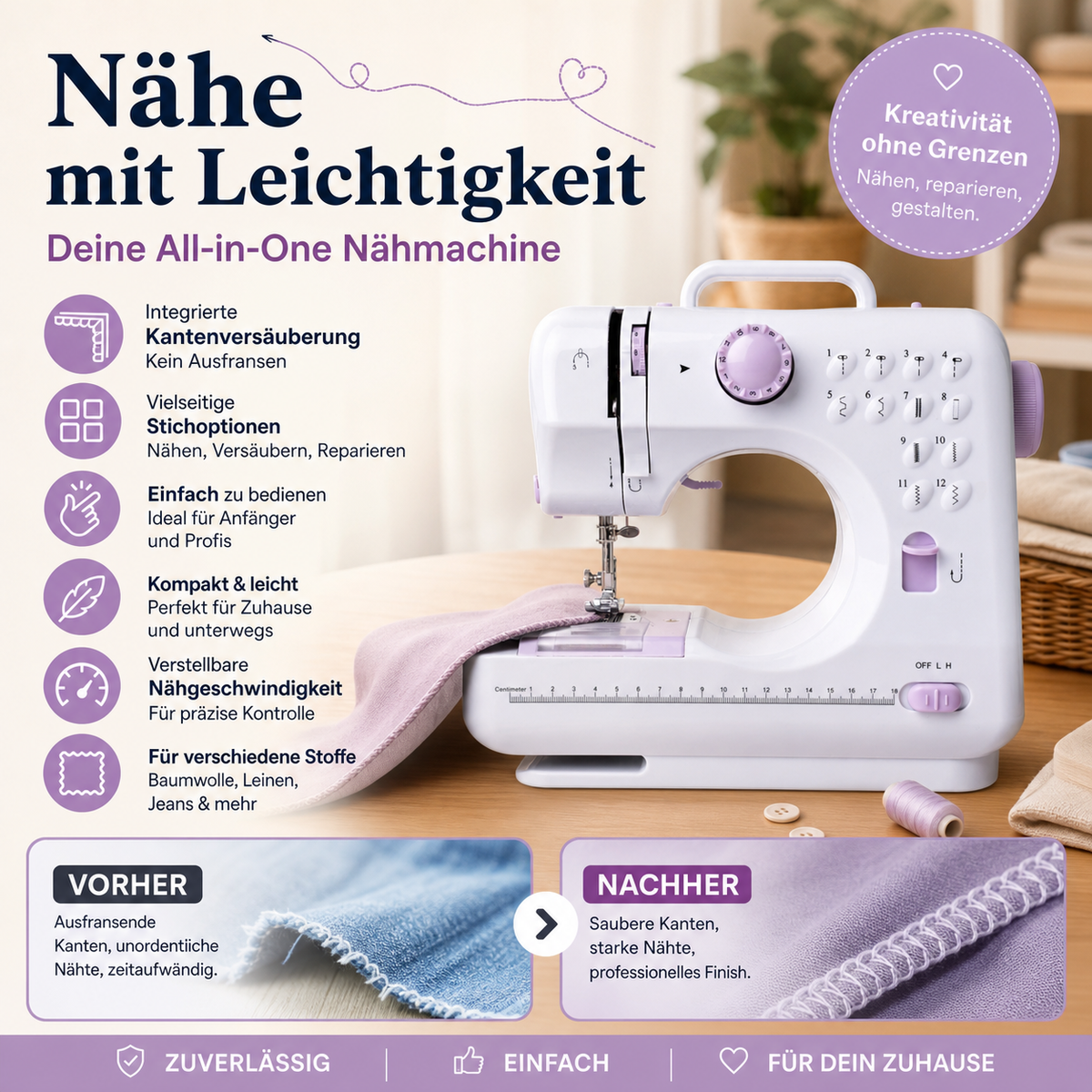 🧵 50% DE RÉDUCTION ! 🛍️ Mini Machine à Coudre – 12 Points – Robuste & Compacte for Maison