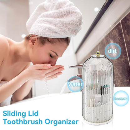 🧴 50% DE RÉDUCTION! 🏡 Organisateur de Brosses à Dents à Couvercle Coulissant – Compact, Hygiénique & Idéal pour la Salle de Bain 🛁