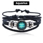 Luminous 12 Constellations Bead Leather Woven Bracelet - Great Gift