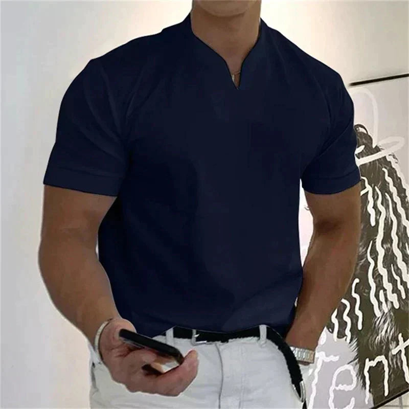 📢📢60% DE RÉDUCTION !! ⏰Chemise de Sport à Manches Courtes pour Hommes – Col en V, Confortable & Disponible jusqu'au 5XL