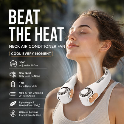 ❄️ 50% DE RÉDUCTION 💐 Ventilateur de cou ultra-silencieux – Rotation 360° & 3 vitesses ✨