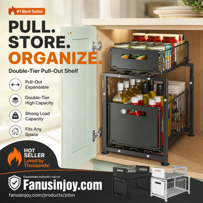 🧂✨ -50% | Organisateur Coulissant Réglable pour Sous Évier – Étagère de Rangement Multifonction pour Cuisine, Épices et Accessoires