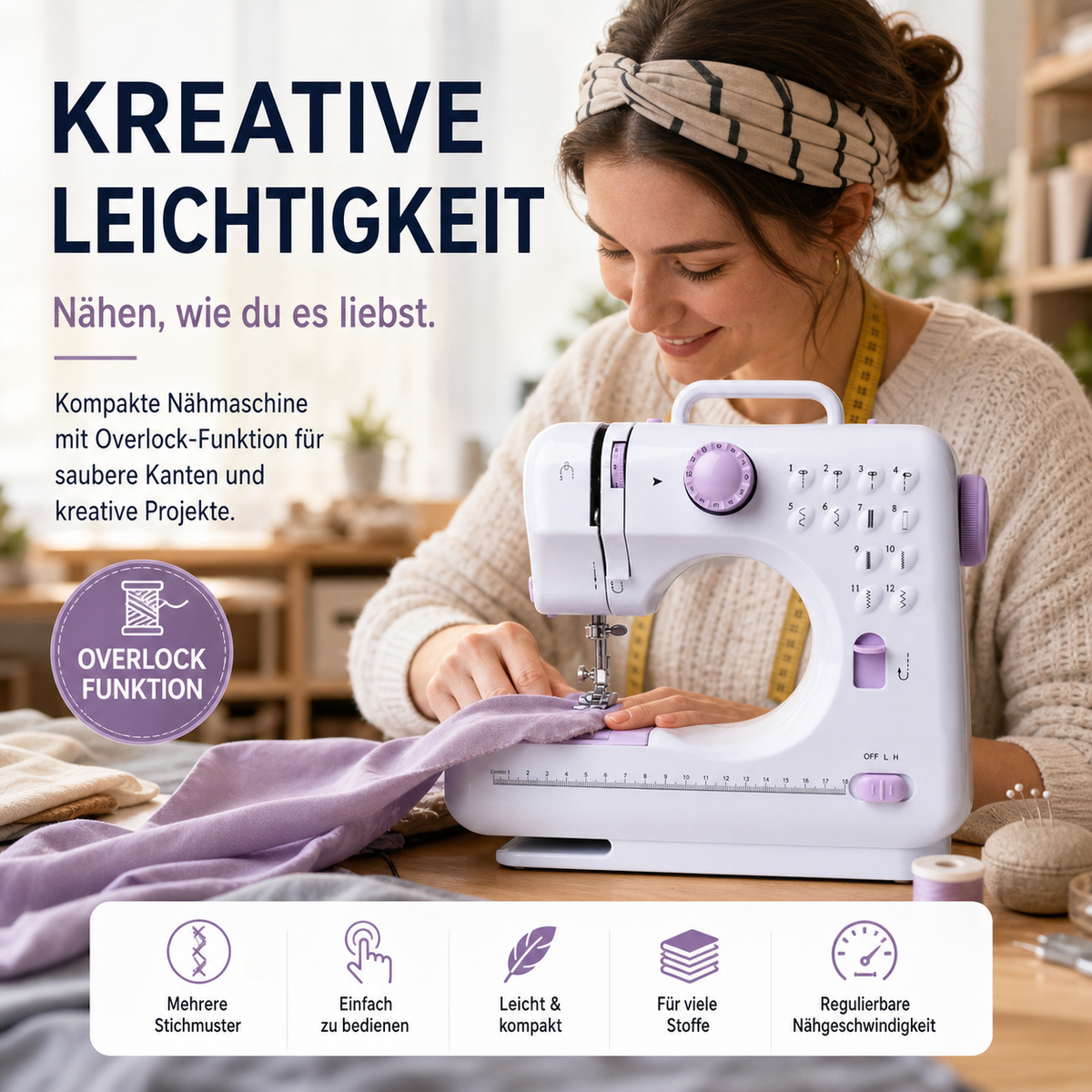 🧵 50% DE RÉDUCTION ! 🛍️ Mini Machine à Coudre – 12 Points – Robuste & Compacte for Maison