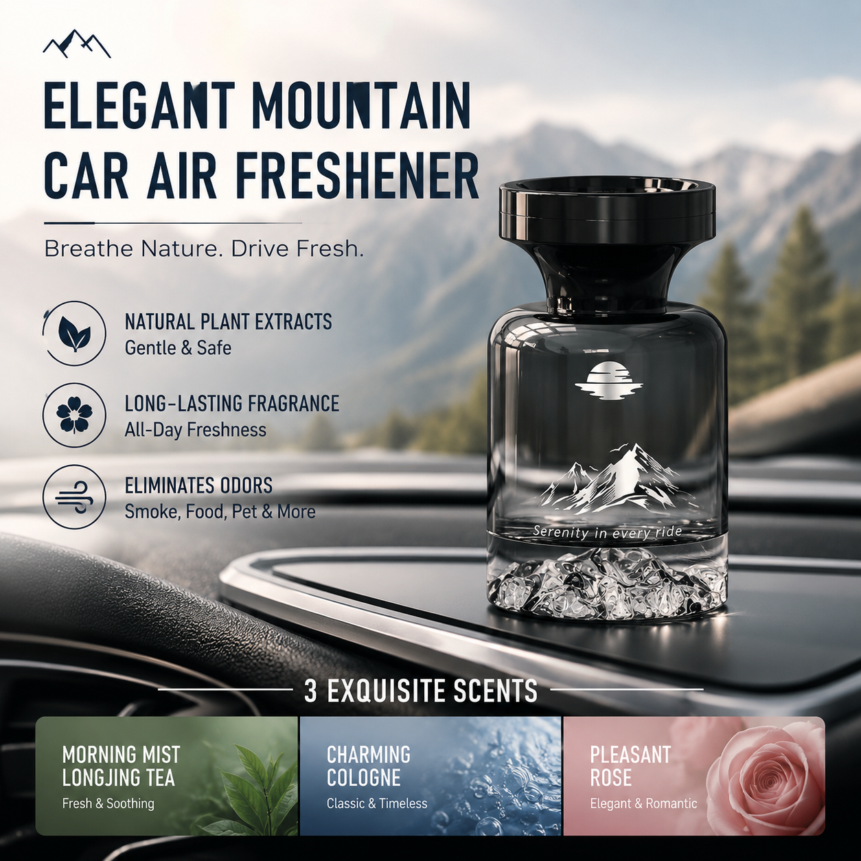 🥳 PROMO EXCEPTIONNELLE 2026 : –50 % ! 🌿 Désodorisant longue durée pour voiture, à base d’extraits naturels. Élimine odeurs de fumée et d’animaux. Fraîcheur garantie plusieurs semaines. Motif « montagne » – respirez à pleins poumons ! 💨✨