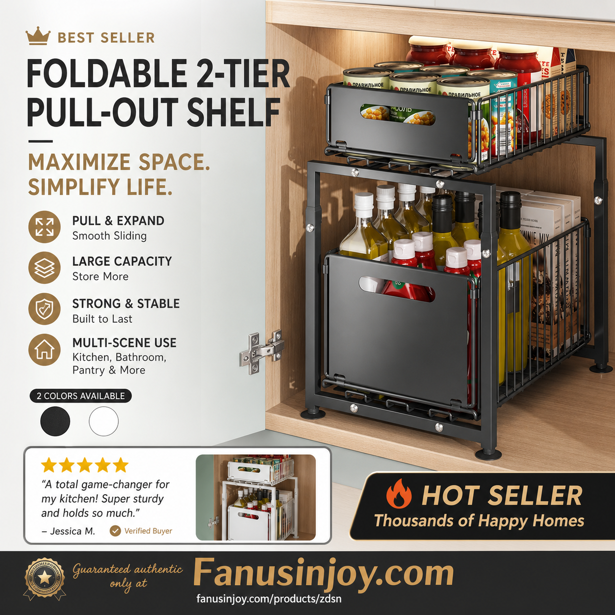 🧂✨ -50% | Organisateur Coulissant Réglable pour Sous Évier – Étagère de Rangement Multifonction pour Cuisine, Épices et Accessoires