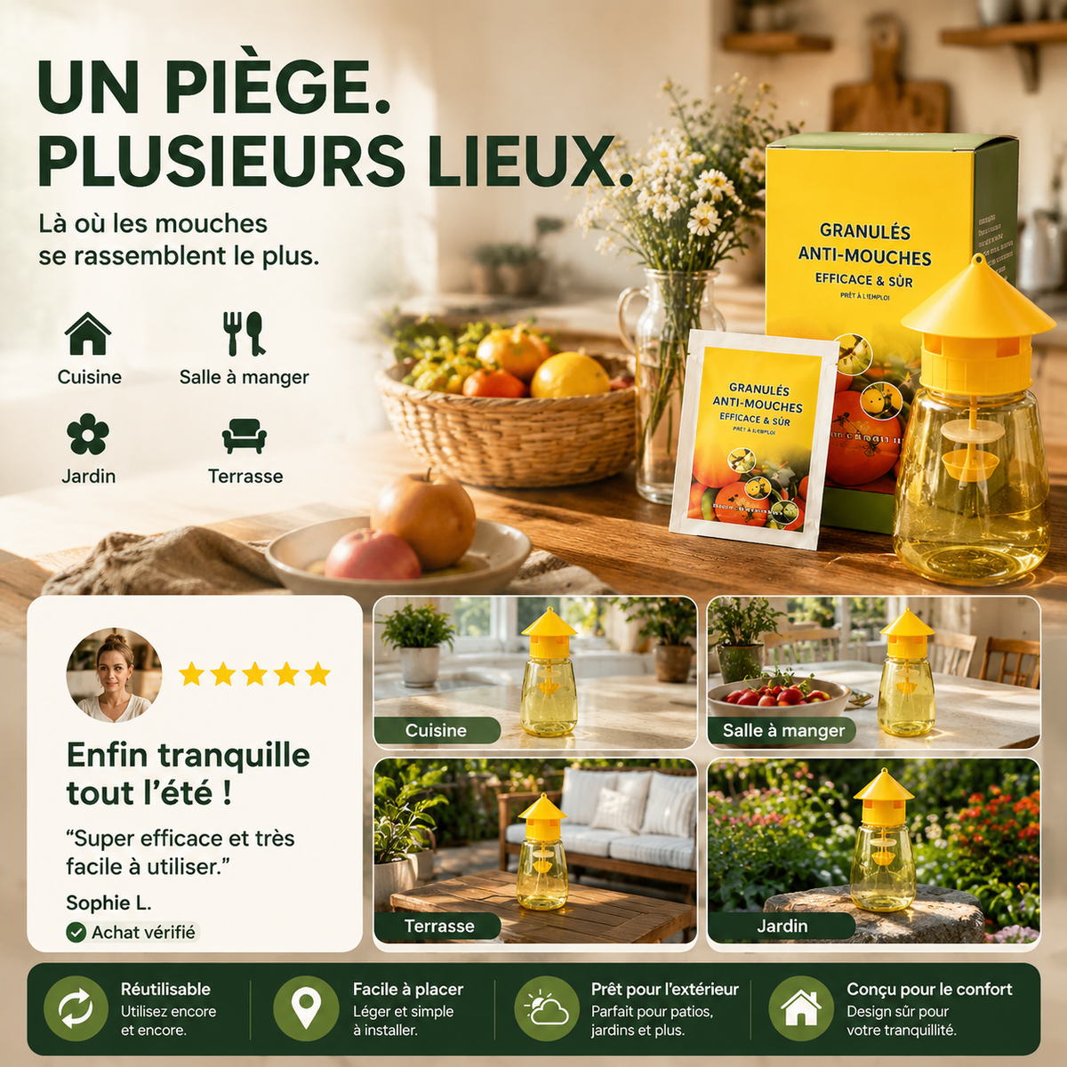 🎉 Vente 2026 — Plus de 26 100 vendus!🪰 Piège à mouches int/ext – Jardin‑adapté 🏡