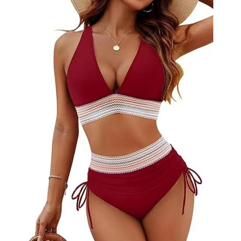 🏖️ Sommer-Sale 60% Rabatt 🏝️👙Hoch taillierte Bikini-Sets mit Bauchkontrolle und Farbblockdesign🌊