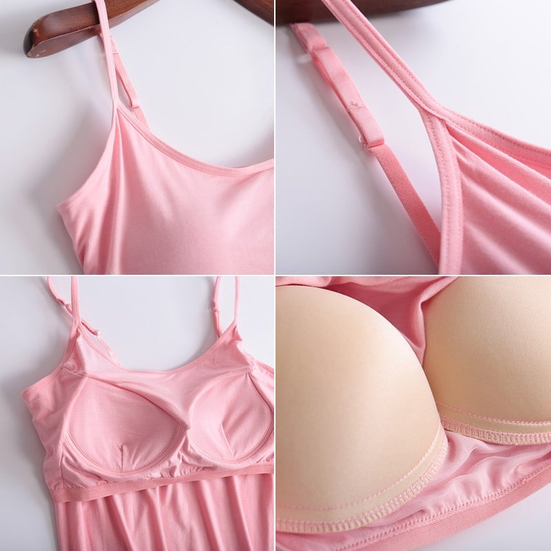 🌿 Débardeur femme en coton stretch – Coques intégrées sans armature, doux et respirant, parfait seul ou en sous-pull 🌸