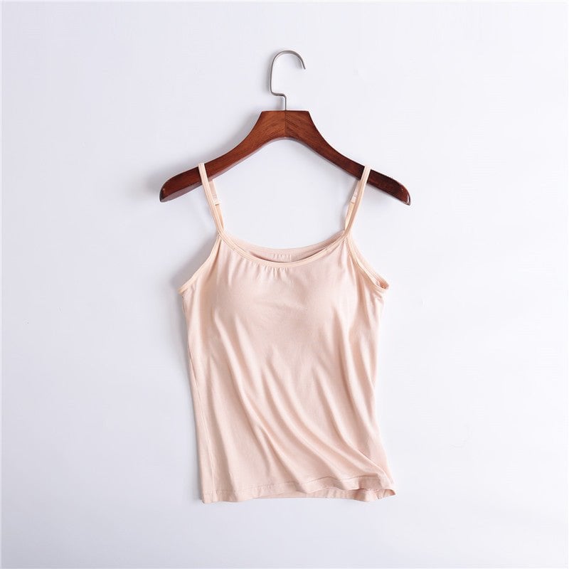 🌿 Débardeur femme en coton stretch – Coques intégrées sans armature, doux et respirant, parfait seul ou en sous-pull 🌸