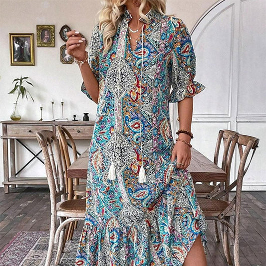 🌸🌿OFFRE LIMITÉE -50% !🌺Robe d'été à col V pour femme à motif floral – Imprimé fleuri et coupe aérée, parfaite pour les journées ensoleillées.