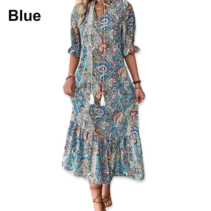 🌸🌿OFFRE LIMITÉE -50% !🌺Robe d'été à col V pour femme à motif floral – Imprimé fleuri et coupe aérée, parfaite pour les journées ensoleillées.