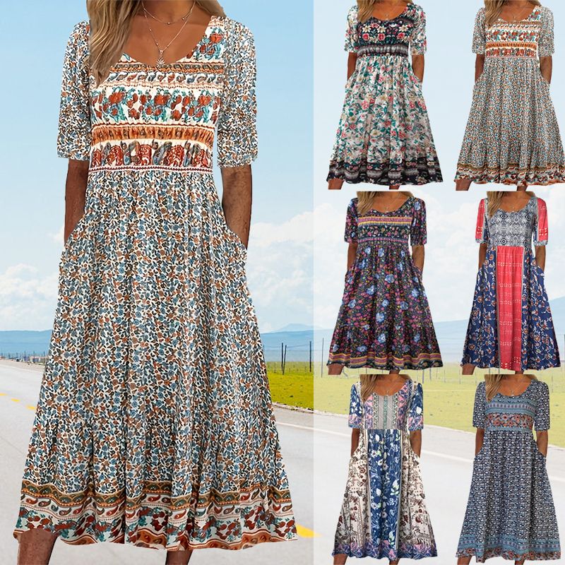 🔥50% OFF🌸✨ Robe élégante à motif bohème pour femme