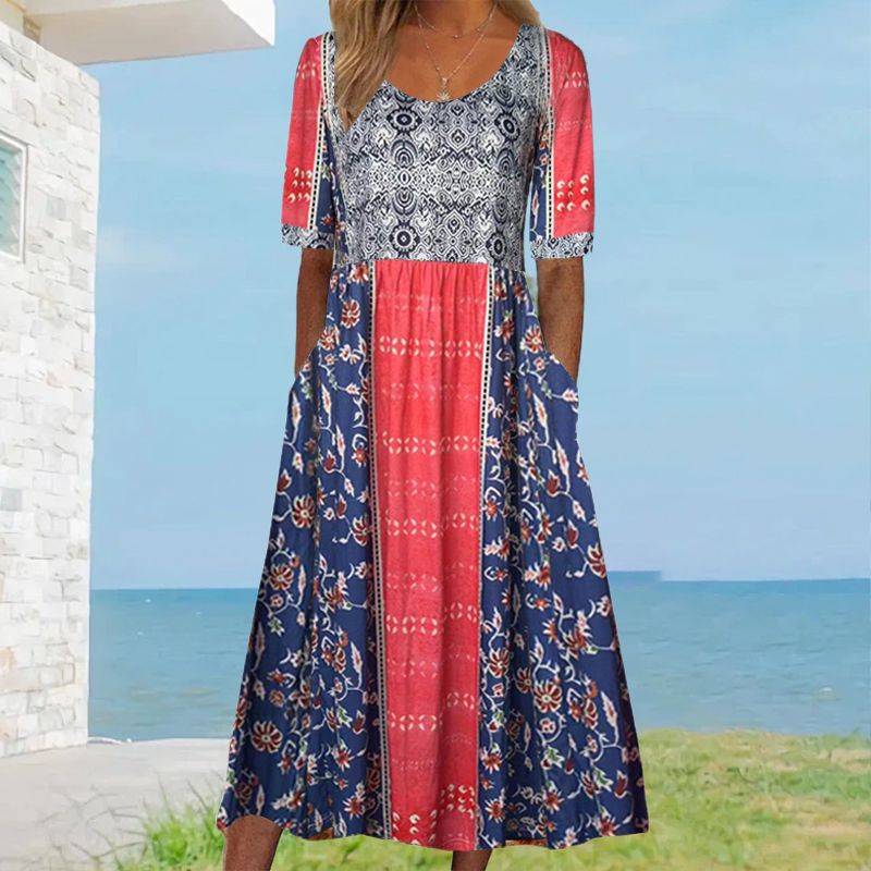 🔥50% OFF🌸✨ Robe élégante à motif bohème pour femme