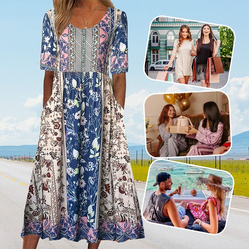 🔥50% OFF🌸✨ Robe élégante à motif bohème pour femme