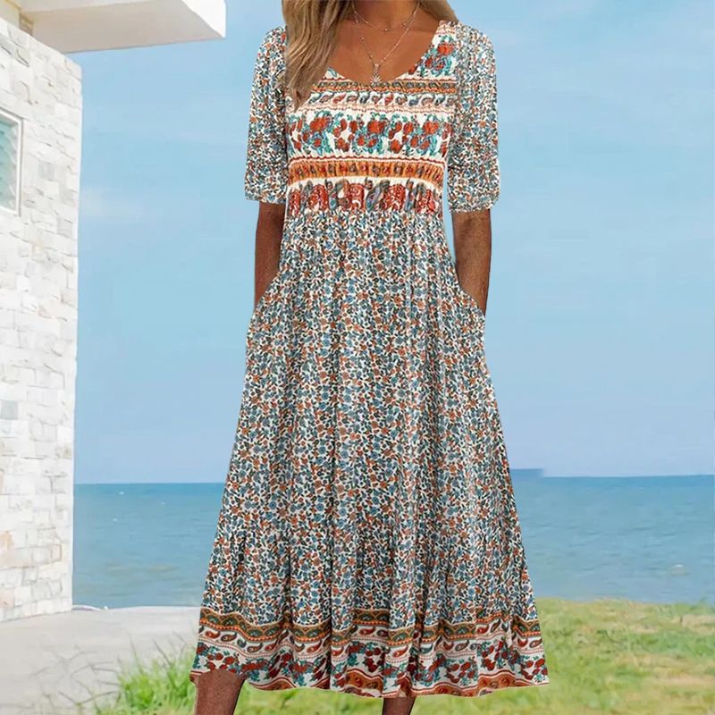🔥50% OFF🌸✨ Robe élégante à motif bohème pour femme