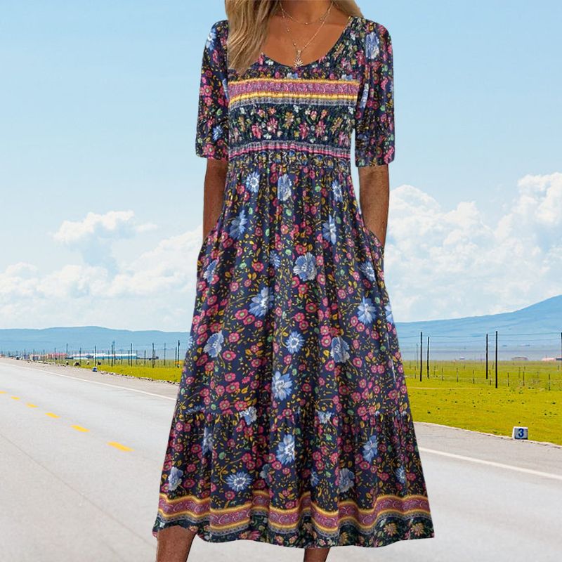 🔥50% OFF🌸✨ Robe élégante à motif bohème pour femme