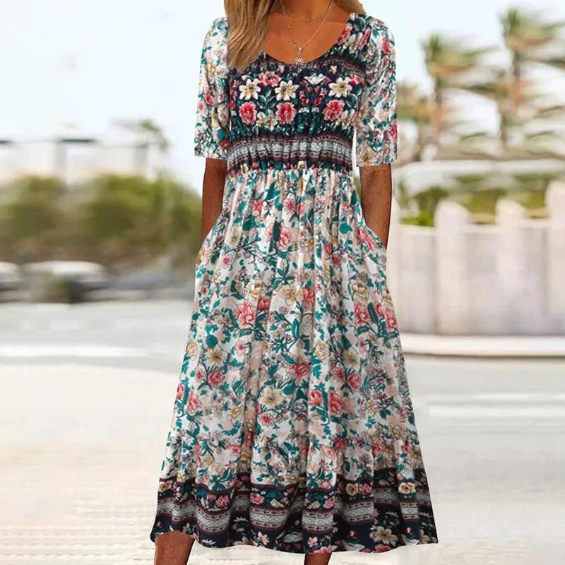 🔥50% OFF🌸✨ Robe élégante à motif bohème pour femme