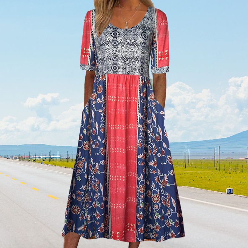 🔥50% OFF🌸✨ Robe élégante à motif bohème pour femme