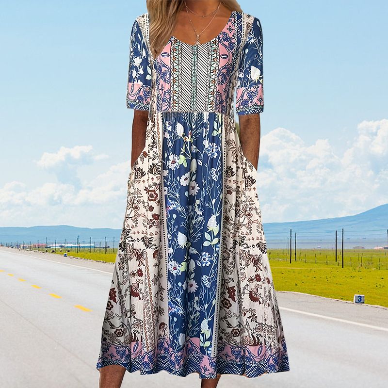 🔥50% OFF🌸✨ Robe élégante à motif bohème pour femme