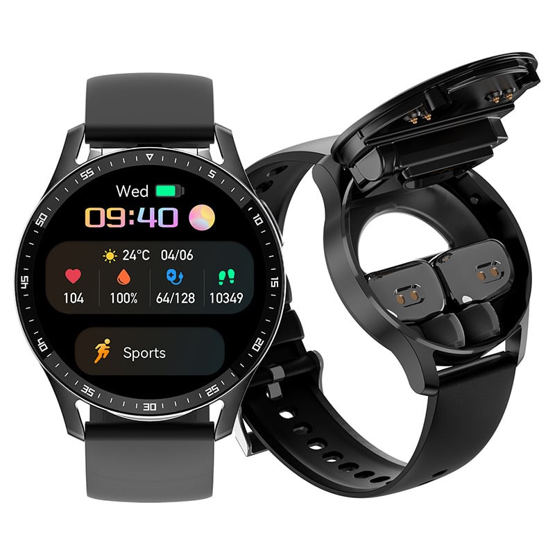 Montre connectée 2-en-1 avec écouteurs sans fil intégrés
