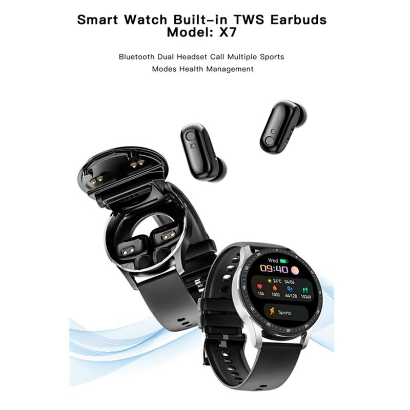 Montre connectée 2-en-1 avec écouteurs sans fil intégrés