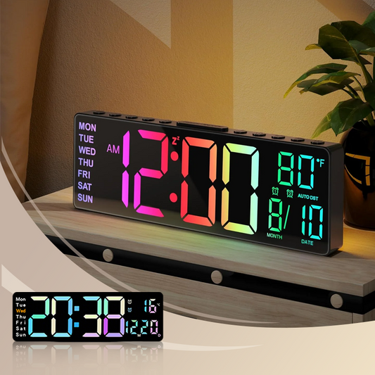 ⏰-50% ! 🌈Réveil numérique LED coloré – écran couleur, luminosité réglable et fonction snooze – Idéal pour chambre, chambre d’enfants et bureau 🌙