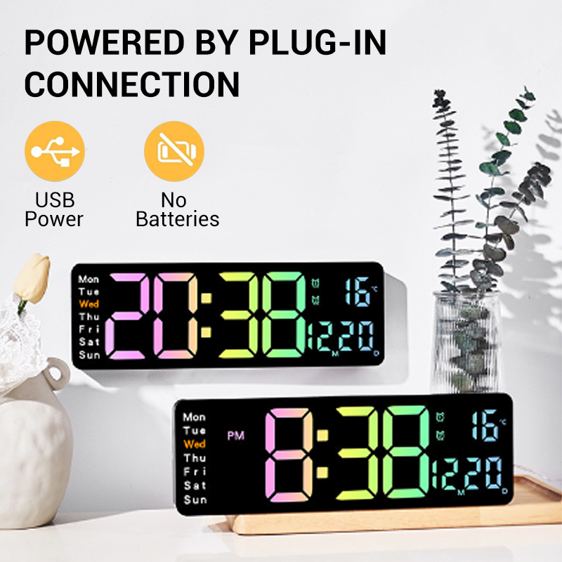 ⏰-50% ! 🌈Réveil numérique LED coloré – écran couleur, luminosité réglable et fonction snooze – Idéal pour chambre, chambre d’enfants et bureau 🌙