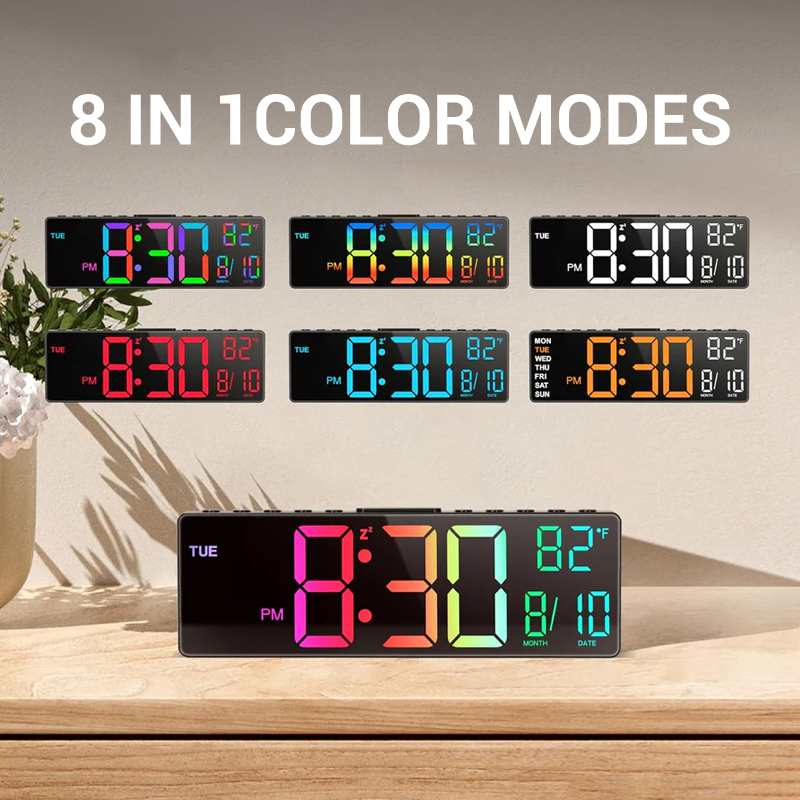 ⏰-50% ! 🌈Réveil numérique LED coloré – écran couleur, luminosité réglable et fonction snooze – Idéal pour chambre, chambre d’enfants et bureau 🌙