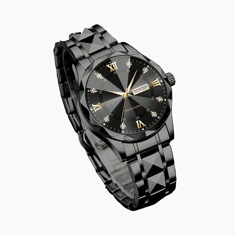 ⌚ -50% ! 💎 Montre Homme Luxe Analogique Quartz Étanche 3 Bar – Acier Inoxydable – Cadran Miroir Losange – Boucle Papillon – 41 mm – 5 Coloris 🕶️