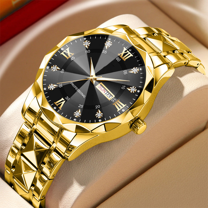 ⌚ -50% ! 💎 Montre Homme Luxe Analogique Quartz Étanche 3 Bar – Acier Inoxydable – Cadran Miroir Losange – Boucle Papillon – 41 mm – 5 Coloris 🕶️