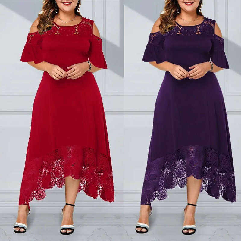 ✨Soldes d'été - 50% de réduction✨💃Dame élégante robe à épaules dénudées avec ourlet en dentelle