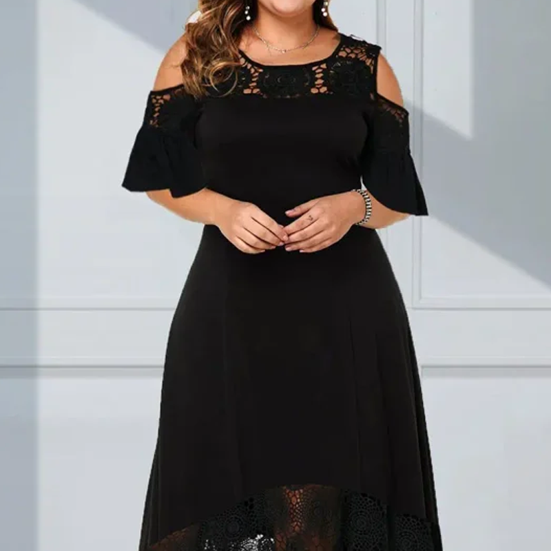 ✨Soldes d'été - 50% de réduction✨💃Dame élégante robe à épaules dénudées avec ourlet en dentelle