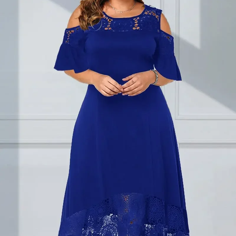 ✨Soldes d'été - 50% de réduction✨💃Dame élégante robe à épaules dénudées avec ourlet en dentelle
