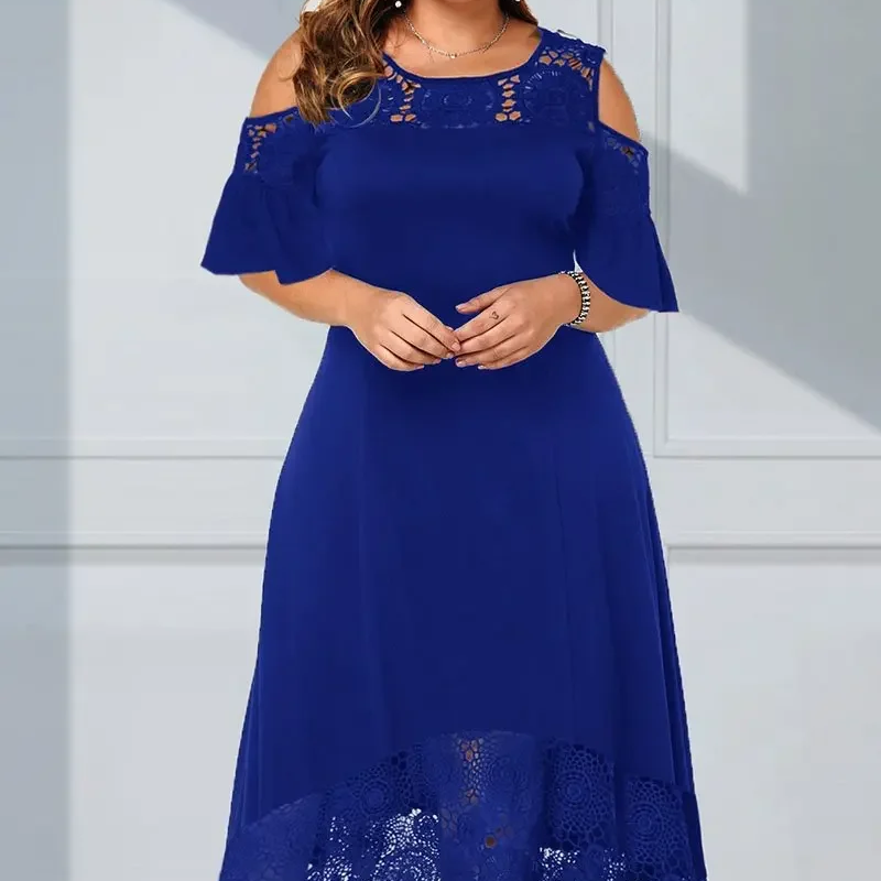 ✨Soldes d'été - 50% de réduction✨💃Dame élégante robe à épaules dénudées avec ourlet en dentelle