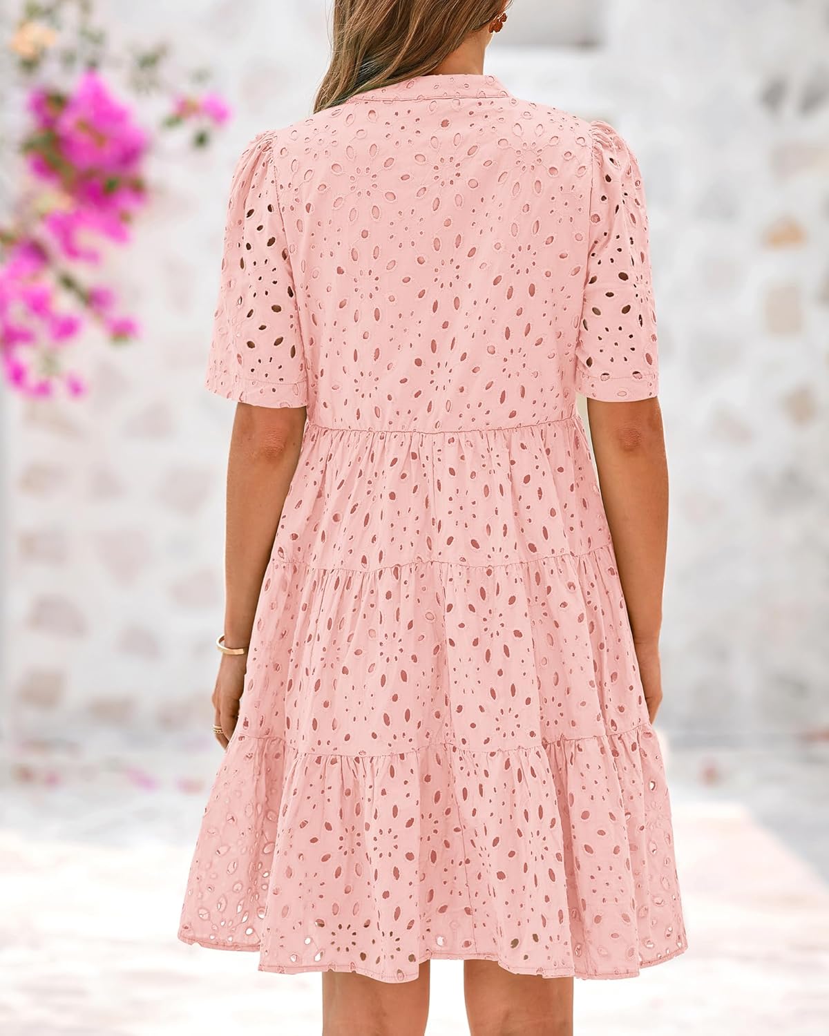 📢📢50 % DE RÉDUCTION !!!⏰Robe courte décontractée élégante en dentelle ajourée à volants pour femme