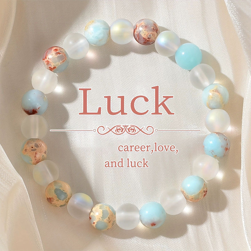 💎 50% DE RÉDUCTION ! 📿 Bracelet Perles en Pierre Naturelle – Pierre Naturelle Polie – Dégradé Translucide & Énergie Positive for Homme & Femme