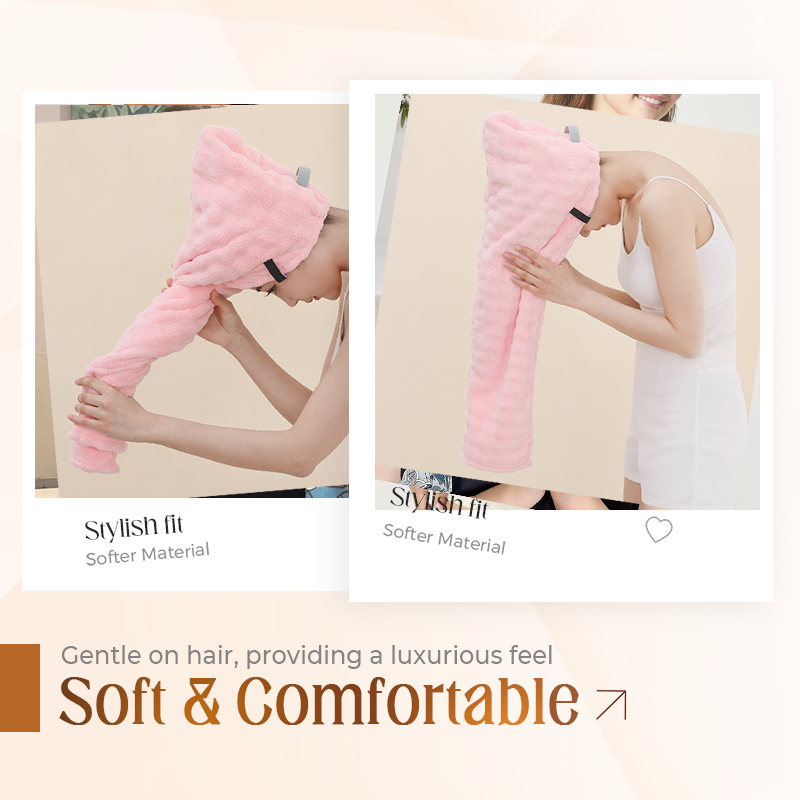 📢📢50% DE RÉDUCTION !! ⏰ Grande Serviette pour Cheveux – Tissu Corail Doux – Absorption Rapide & Bande Élastique for Femmes 💕