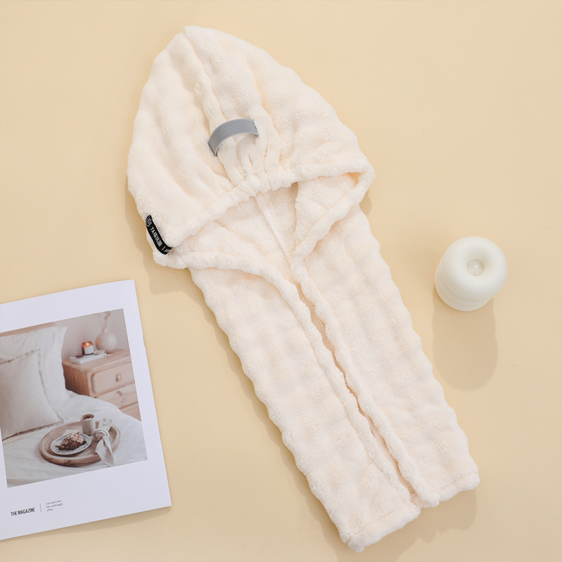📢📢50% DE RÉDUCTION !! ⏰ Grande Serviette pour Cheveux – Tissu Corail Doux – Absorption Rapide & Bande Élastique for Femmes 💕