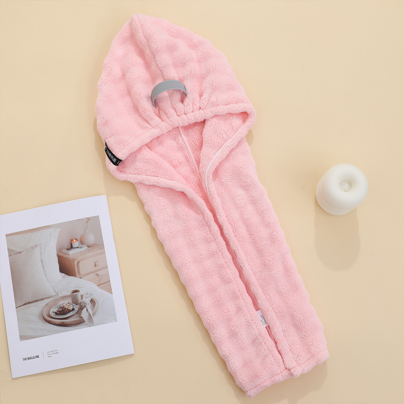 📢📢50% DE RÉDUCTION !! ⏰ Grande Serviette pour Cheveux – Tissu Corail Doux – Absorption Rapide & Bande Élastique for Femmes 💕