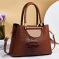 Chic Faux Crocodile Textured PU Crossbody Bag