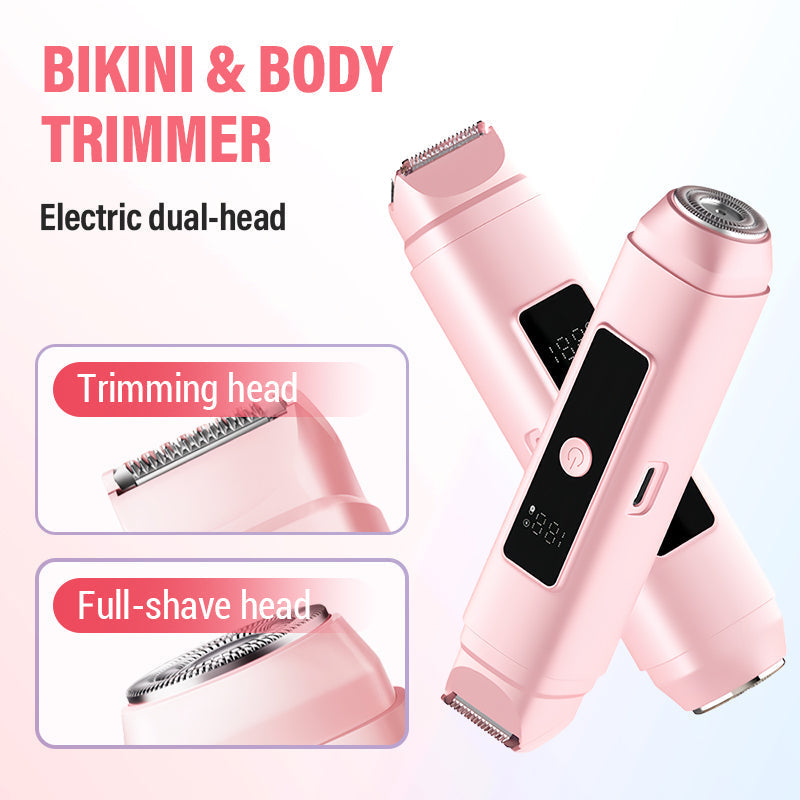 ✂️🌸 PROMO FLASH 50% ! Tondeuse Électrique 2 en 1 – Double Tête (Taille & Rasage), Douce pour Peaux Sensibles, LCD, Étanche, Parfaite pour Maillot & Corps ✨